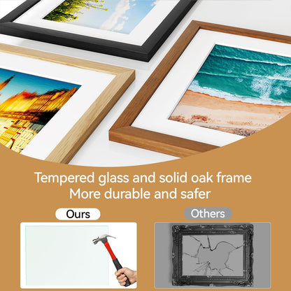 IBUYKE 18x24 Picture Frame,Solid Oak Wood 18x24 Photo Frame with Mat to 16x20,18x24 Picture Frames With Tempered Glass,Wall Mount Display,Home Decor,Natural Oak 24 x 18 Frame,UWPF1824N