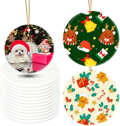 Sublimation Blanks Easter Ornaments Double Sided, 12pcs Sublimation Ornament Blanks Bulk, Sublimation Blanks Products for Birthday, Ceramic Ornaments for Crafts