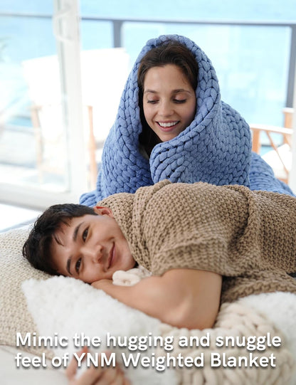 YnM Chunky Cotton Knit Throw Blanket, Cable Knit Throws for Bed Couch Sofa, Comfy & Relaxing, Decorative Piece for Farmhouse Modern Boho Rustic Scandinavian Chic Vibe, Beige 60x80 Inches