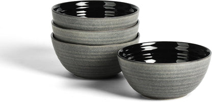 Stone Lain Dua 4-Piece Bowl Set Stoneware, Black