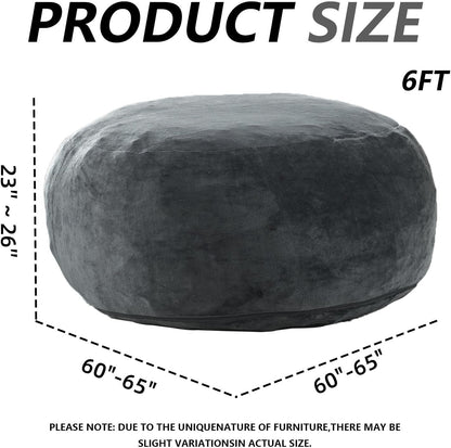 6FT,Oversized Bean Bag Chairs for Adults,Giant beanbag with Filler Included，Fluffy Memory Foam,Soft and Comfy Corduroy Fabric,Gaming Chairs Suitable for Living Room and Bedroom (Dark Gray, 6 Foot)