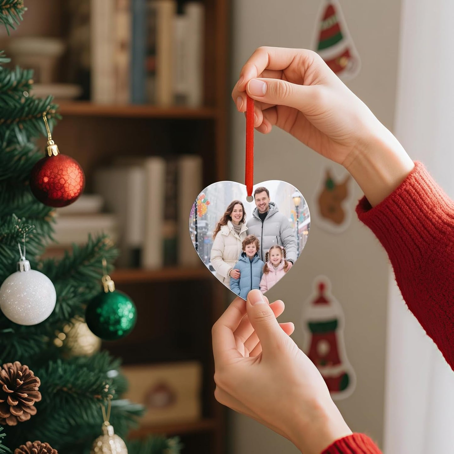 Personalized Photo Christmas Ornaments Double-Sided Metal Custom Picture Christmas Ornament 2024, Customized Xmas Tree Decorations Memorial Gifts for Kids Couples Family Friends Pet