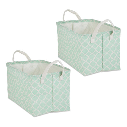 DII Laundry Storage Collection, PE Coated Collapsible Bin with Handles, Aqua Lattice, Large Set