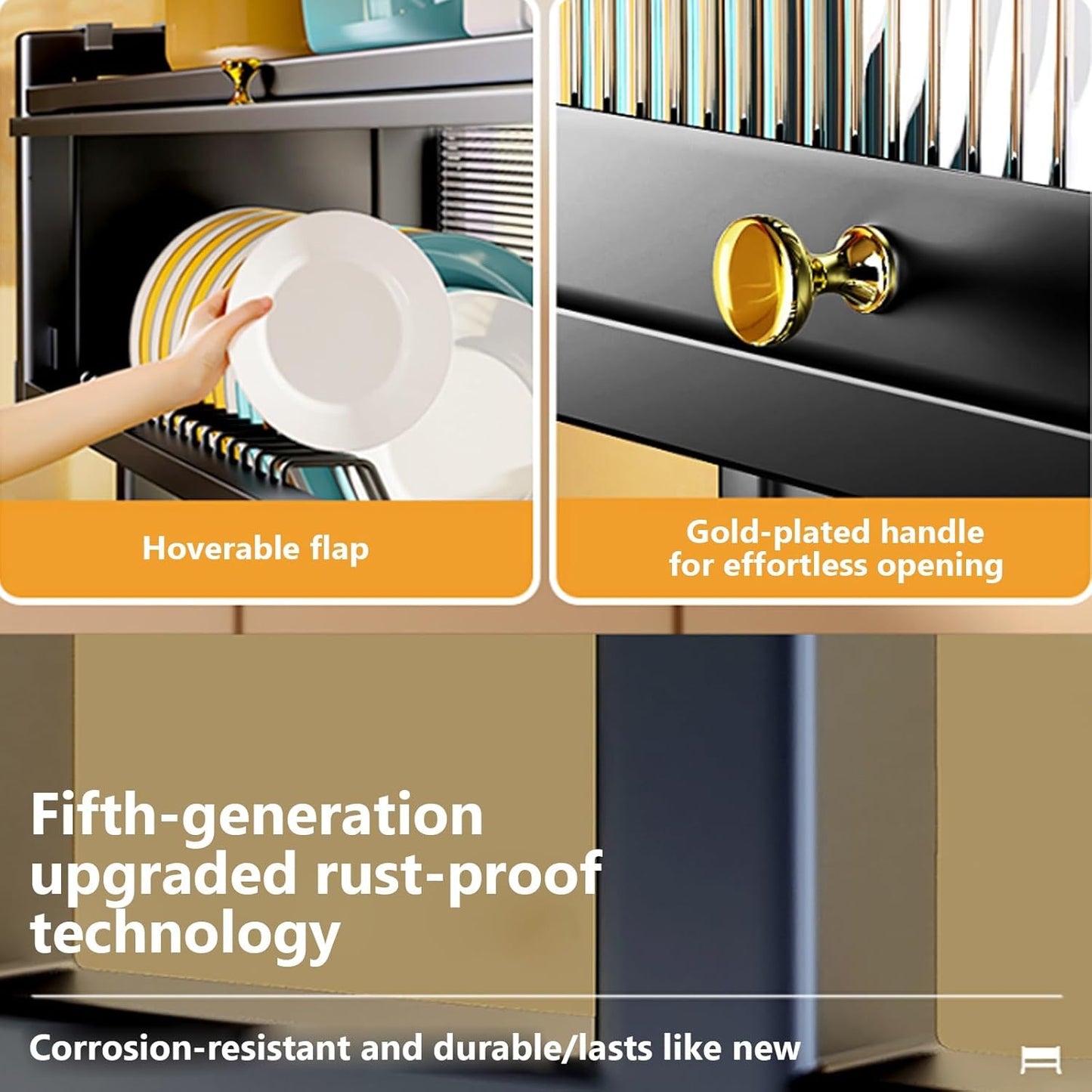 Home Furnishing Over The Sink Dish Drainer Drying Rack 3 Tier Over Sink Dish Rack for,oversink Dish Dry Rack,Space Saving Dish Drying Rack,Kitchen Sink Organizer countertop(Black,105cm/41.3in)