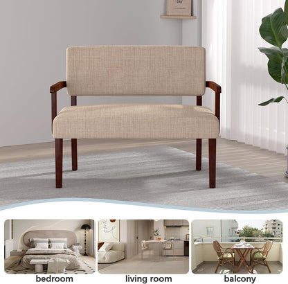 Accent Chair 2 Seat, Arm Chairs with Soft Seat and Armrests for Living Room, Love seat for Dining, Reading, and Waiting Rooms (Beige)