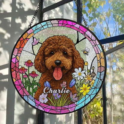 Pet Portrait Glass Hanging, Personalized Dog Window Decoration, Unique Memorial Gift for Animal Lovers