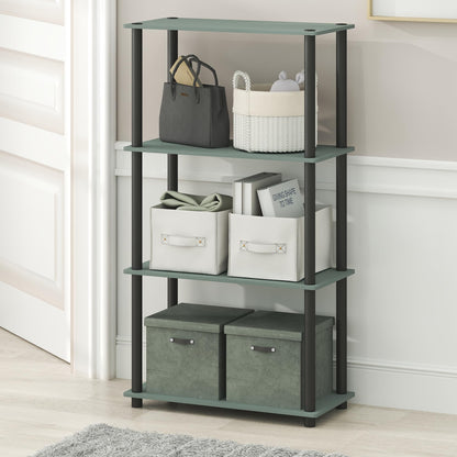 Furinno Turn-N-Tube Storage Shelves, 4-Tier Book Shelf, Corner Shelf, Toolless Open Shelves, for