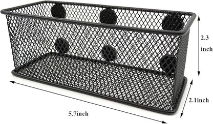 EASEPRES Magnetic Pencil Holder Set of 3 - Black Wire Mesh Storage Baskets Organizer with Strong Magnets - Perfect for Whiteboard, Refrigerator and Locker Accessories