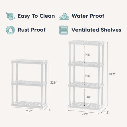 IRIS USA Plastic Storage Shelves |Made in USA| 33"H x 24"W x 12"D - White
