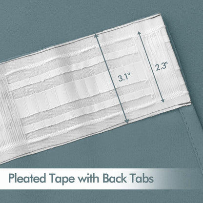 MIULEE Greyish Blue Back Tab Blackout Curtains 90 Inches Long 2 Panels Set for Living Room Bedroom Privacy, Rod Pocket/Pinch Pleat Thermal Insulated Room Darkening Pleated Light Blocking Drapes