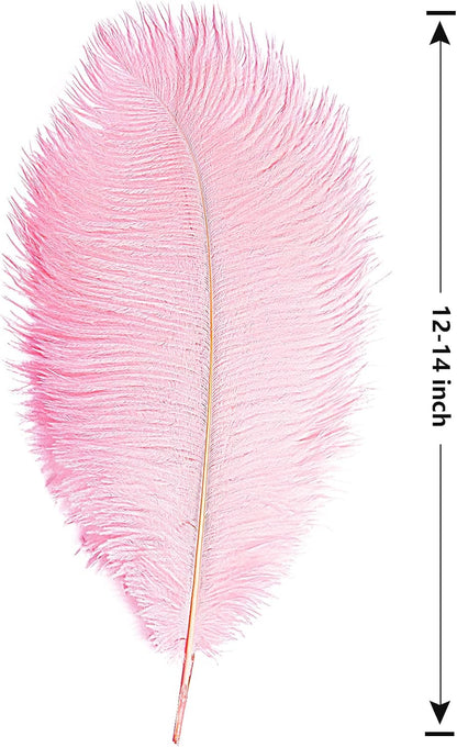 THARAHT 12PCS Ostrich Feathers Natural Bulk 12-14Inch(30-35cm) for Wedding Party Centerpieces Easter Gatsby Flower Arrangement and Home Decorate Ostrich Feathers,Pink