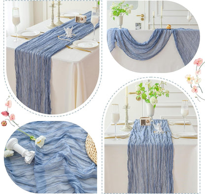Sioloc 1 Pack Dusty Blue Cheesecloth Table Runner Fall Autumn Decor for Home 10ft Table Cloth for Tea Wedding Birthday Party Baby Bridal Shower Halloween Thanksgiving