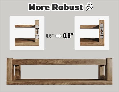 Upgraded Thick Floating Shelves - Multi-Use Wall-Mounted Bookshelves for Kids and Nursery, Ideal for Books, Toys, Spice Rack, Decor - Walnut Brown