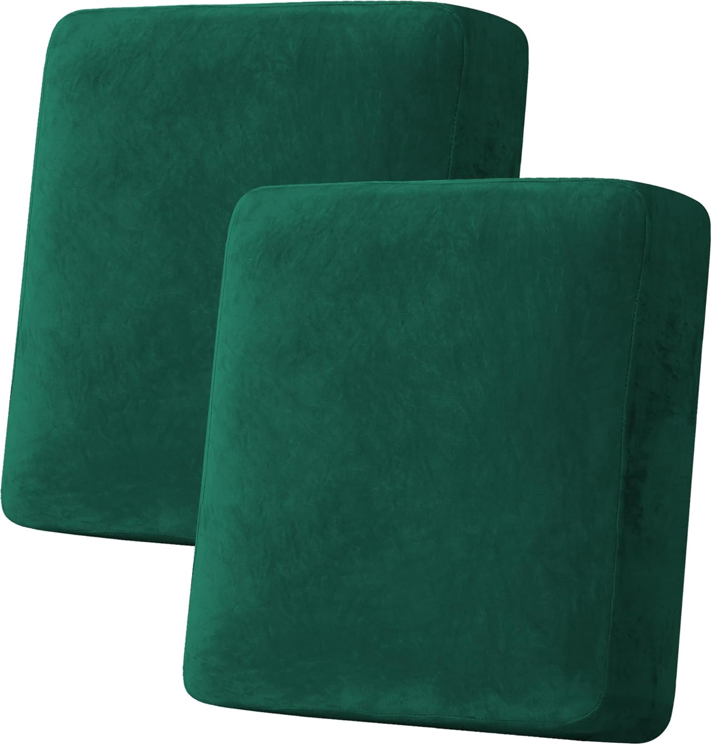 H.VERSAILTEX Velvet Stretch Couch Cushion Cover Plush Cushion Slipcover Cushion Furniture Protector for Seat Cushion Sofa Cover (2 Piece Medium Sofa Cushion Covers, Vintage Green)