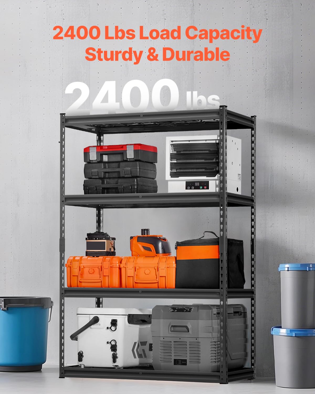VEVOR Storage Shelves, 2400 lbs, 4 Tier Heavy Duty Garage Shelving, 20" D x 40" W x 60" H