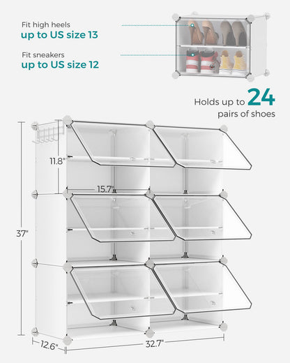 SONGMICS Shoe Rack Organizer, 6-Tier Shoe Storage Cabinet for Closet and Entryway, Holds 24 Pairs