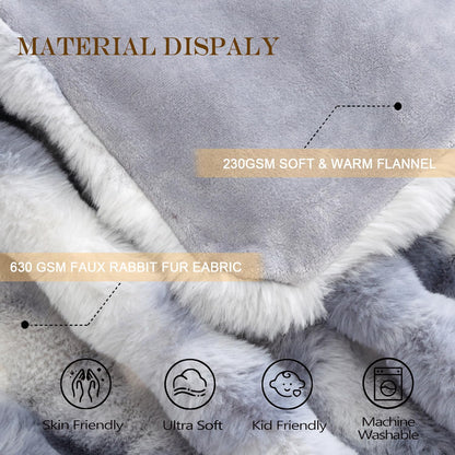 Latepis Faux Fur Fluffy Blanket for Couch, Super Soft Luxury Faux Fur Bubble Plush Thick Warm Cozy Fuzzy Twin Blanket for All Seasons, 60” x 80”, Tie-dye Blue, 860GSM