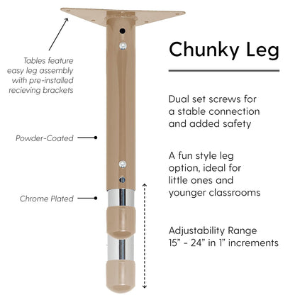 FDP Rectangle Activity School and Classroom Kids Table (30 x 72 inch), Chunky Sand Toddler Leg, Adjustable Height 15-24 inches - Maple Top and Maple Edge