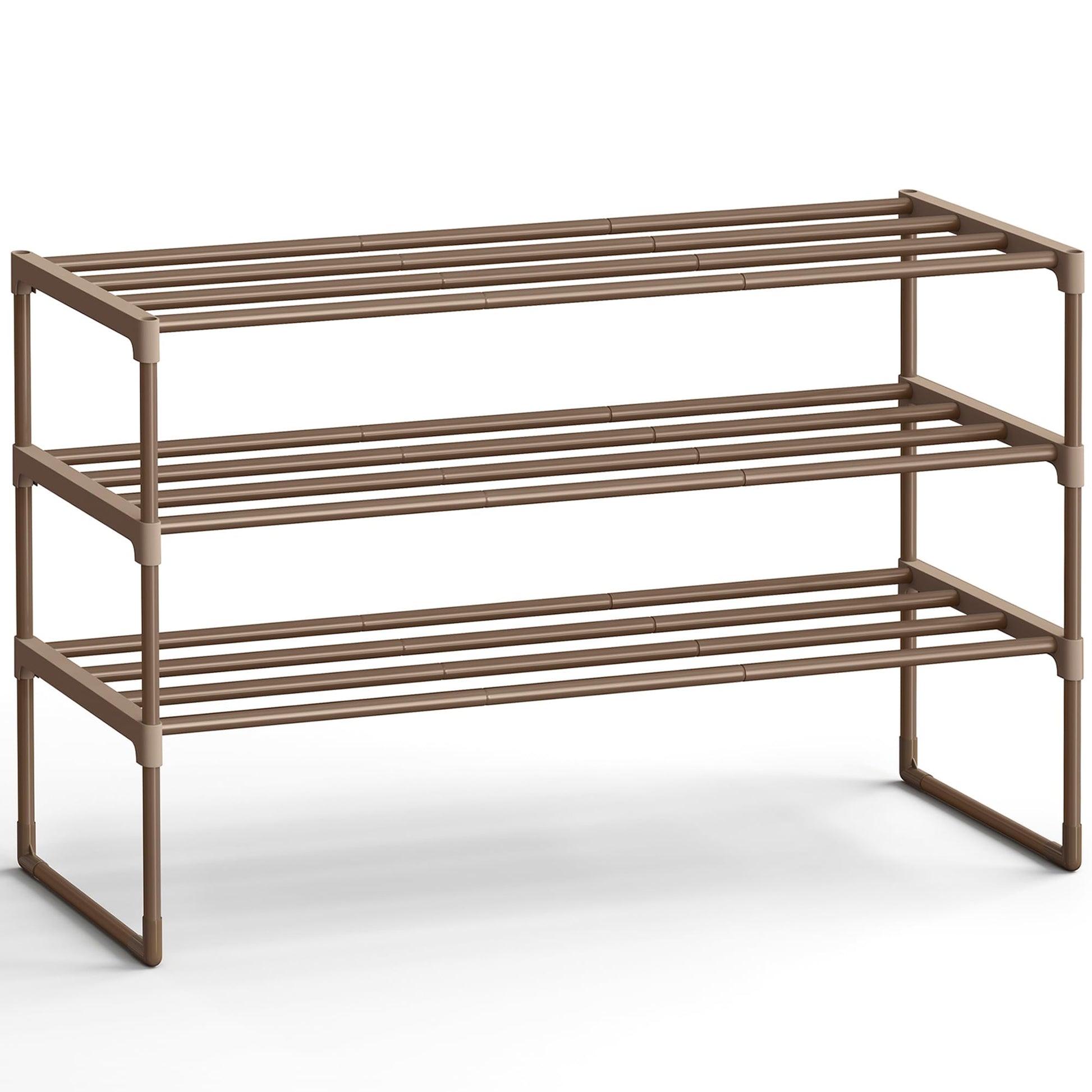 SONGMICS Shoe Rack, 3-Tier Shoe Organizer, Metal Storage Shelf, Upright or Upside Down, for 16-20