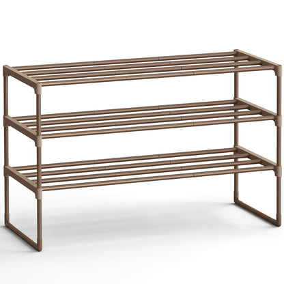 SONGMICS Shoe Rack, 3-Tier Shoe Organizer, Metal Storage Shelf, Upright or Upside Down, for 16-20