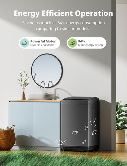 COMFEE??1.6 Cu.ft Portable Washing Machine, 11lbs Capacity Fully Automatic Compact Washer with Wheels, 6 Wash Programs Laundry Drain Pump, Ideal for Apartments, RV, Camping, Magnetic Gray