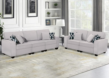 L Lengend Vansen Modular Sectional Sofa U Shaped Couch with Ottoman Modern Reversible Corner Sectional Couch for Living Room (Light Grey, 2+3)