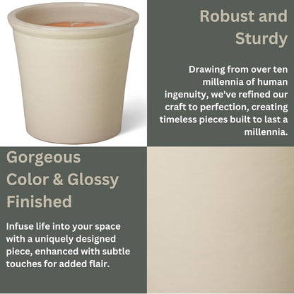 Emissary Round Stoneware Planter (Parent SKU 12012) (Cream, 16" D x 15" H)