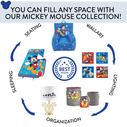 Mickey Mouse Pop Up Laundry Hamper with Durable Carry Handles,Blue Kids Clothes Storage, 21" H x
