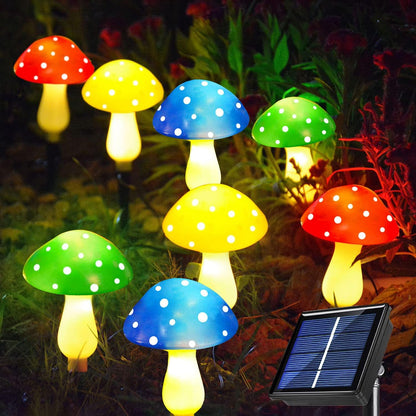 8-Pack Solar Mushroom Lights for Garden Decor, 8 Modes Waterproof Outdoor Garden Mushroom Lamp, Multi-Colored Solar LED Fairy Lights for Christmas Halloween Yard Lawn