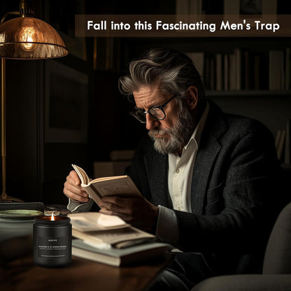 Scented Candles Set | Masculine Candle, Gifts for Men - Soy Candles for Home Scented - 4 Pack Aromatherapy Candle Gift - Scent of Vintage Oak/Cedar Oakmoss/Magnolia & Sandalwood/Pine & Clove