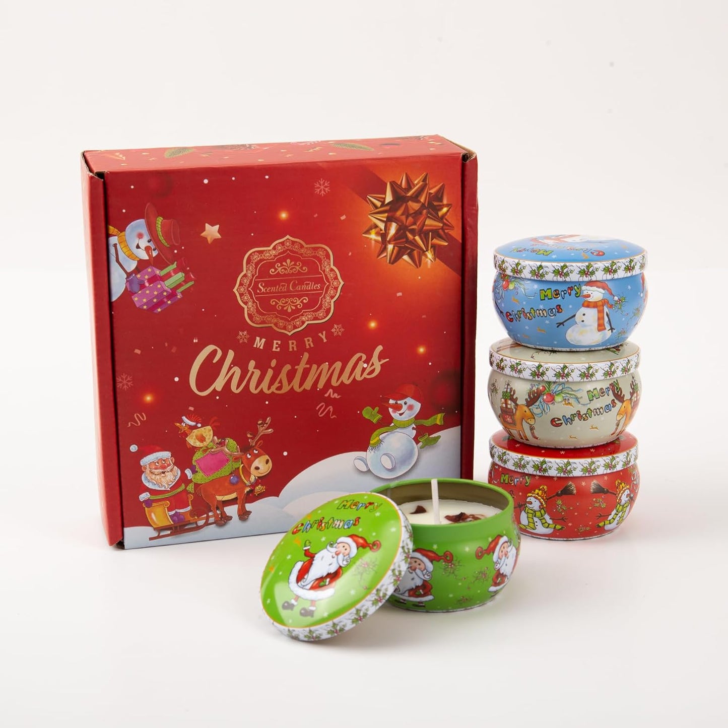 Christmas Scented Candle Set ??Holiday Soy Wax Aromatherapy Candles for Home Décor, Winter Relaxation & Stress Relief, Festive Gift for Women, Stocking Stuffers, Secret Santa