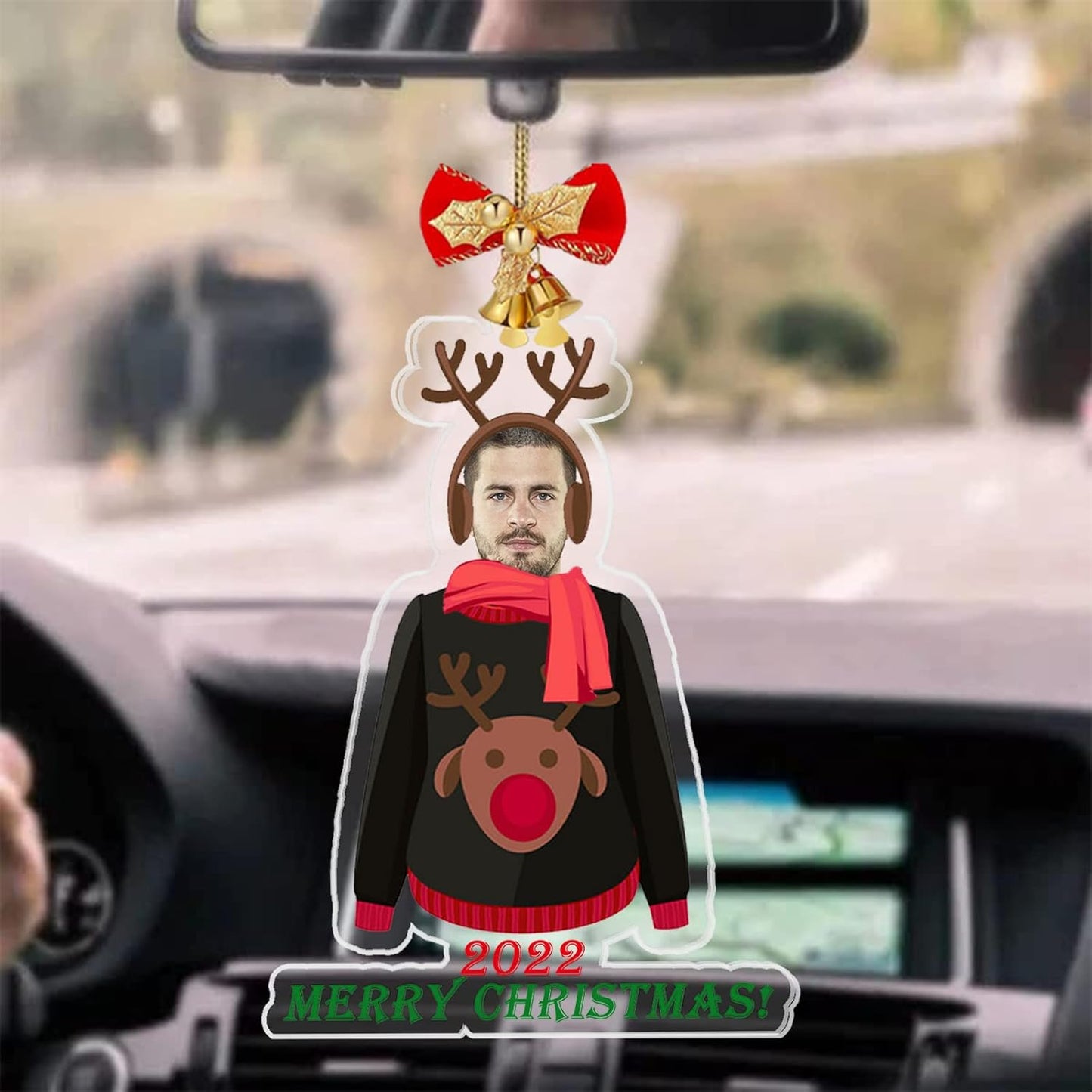 Personalized Christmas Ornament 2025 with Your Photo, Custom Face Ornament 2D Photo Acrylic for Xmas Tree Decoration Holiday Family Car Decor Gifts