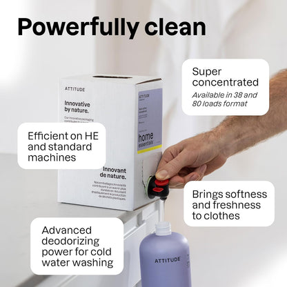 ATTITUDE Liquid Fabric Softener, Natural Origin Ingredients, For White and Colored Clothing, Deodorizes, Gentle on Delicate skin, Infused With Essential Oils, Geranium & Lemongrass, 38 Loads, 32 Fl Oz