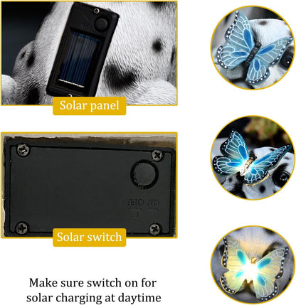 Dog Garden Figurines Outdoor Decor Solar Statue with LED Lights for Patio Lawn Yard Art Decoration Housewarming Garden Gift