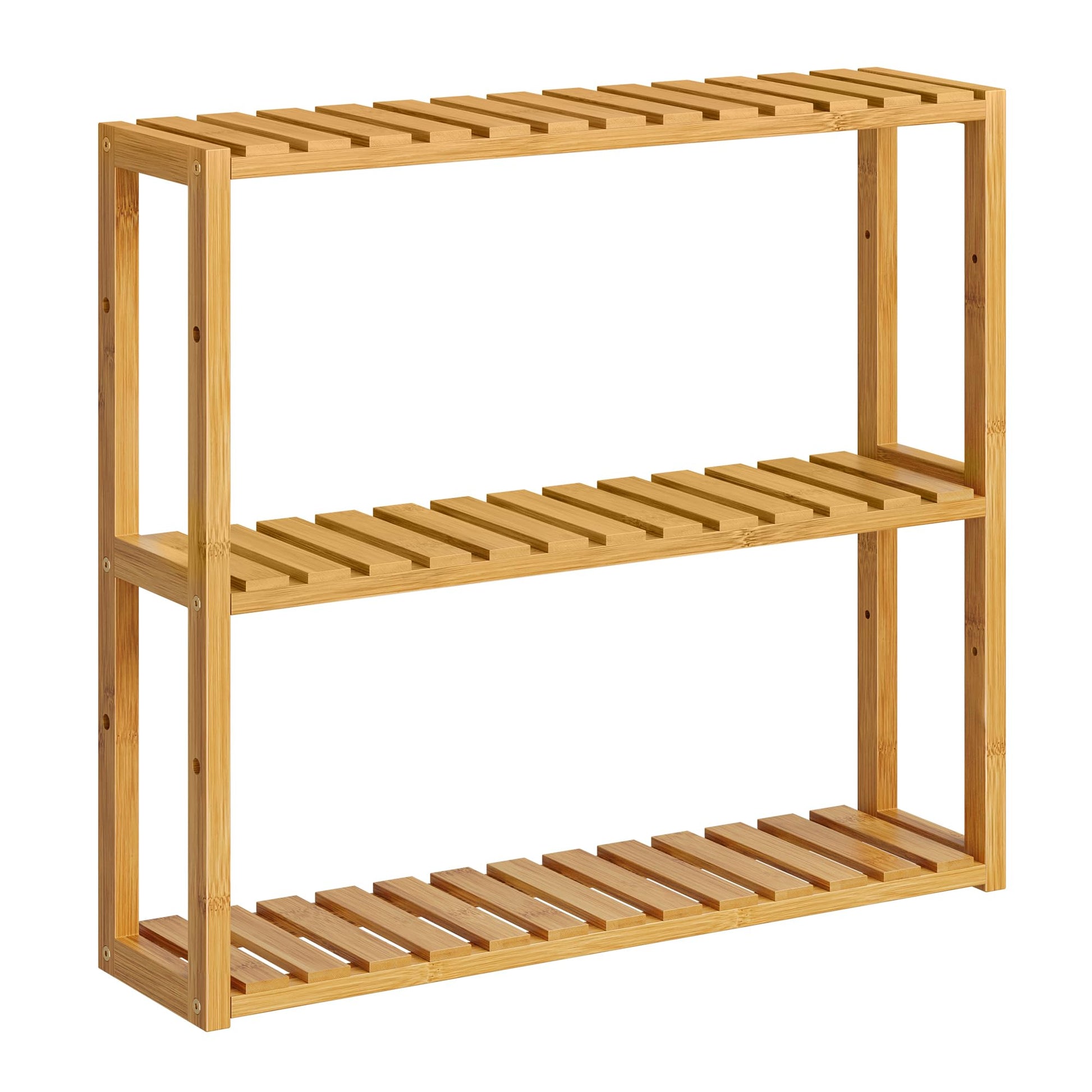 SONGMICS Bamboo Bathroom Shelf, 3-Tier Adjustable Plants Rack, Wall-Mounted or Stand, in the Living
