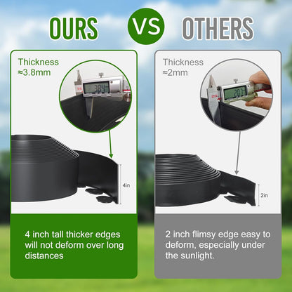 4 Inch Tall 66FT Landscape Edging with 70Pcs Metal Spikes, Plastic Garden Edging Border Landscape Edging Lawn Edging for Landscaping, Flower Bed, Paver, Yard