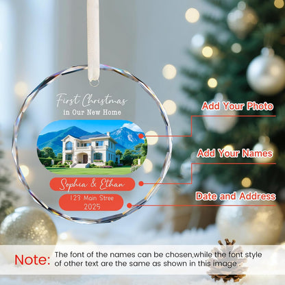 House Warming Gifts New Home Ornament Personalized First Home Christmas Ornaments 2025, New Home Gift Ideas, Housewarming Gift Ideas for Women, Custom Photo Christmas Crystal Ornament
