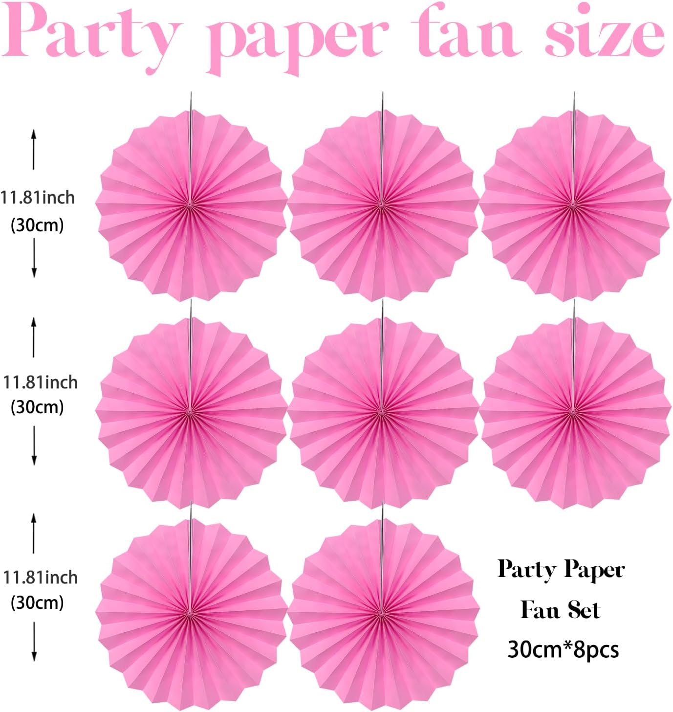 Red Hanging Paper Fans,Red Accessories Paper Decorations for Party,Valentines Day Decorations,Photo Booth Props Decor,12in Hanging Paper Fans 30 Color DIY Set （Magenta）
