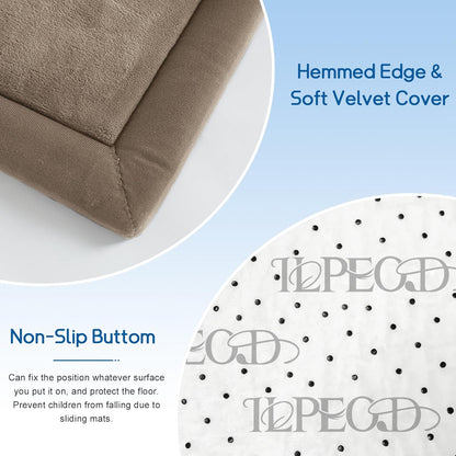 Baby Play Mat for Floor Tummy Time Mat Nursery Rug Muscle Mat Area Rug Playroom Rug Tatami Mat 13'1"x6'7" Memory Foam 1.3" Thick Crawling Mat For Babies,Toddlers, Infants, Kids,Floor Mat(Brown)