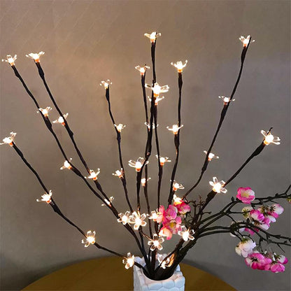Battery Lighted Branches for Vase, 3 Pack 60 LED Fairy Artificial Cherry Blossom Flower Twig Stick Lights for Valentines Holiday Decor, Indoor Bonsai Tree Christmas Decorations (Warm White)