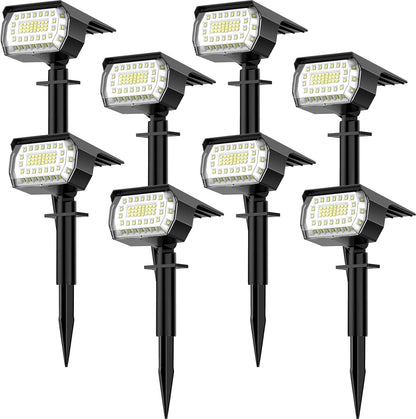 LANSOW Solar Spot Lights Outdoor, [8 Pack/57 LED] 2-in-1 Solar Landscape Spotlights, 3 Modes IP65 Waterproof Dusk to Dawn Solar Powered Flood Wall Lights for Outside Yard Garden Pathway(Cool White)