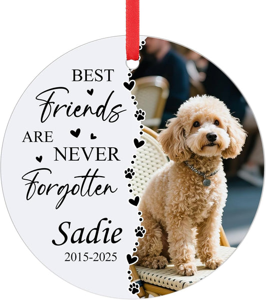 Personalized Pet Memorial Ornament - Custom Photo, Name & Dates - Sympathy Keepsake Gift for Loss