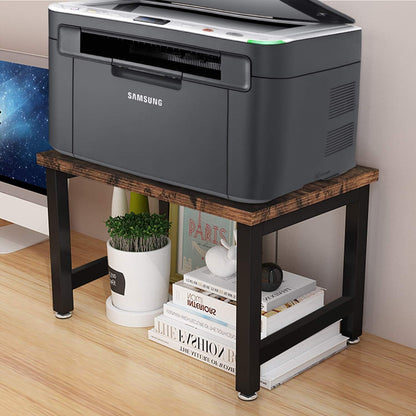 OROPY Vintage Printer Stand Holder - Multi-Purpose Desktop Shelf Storage Organizer for Printers, Fax Machine, Scanner, Office Supplies with Adjustable Anti-Skid Feet