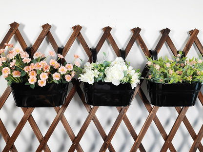 4 Pack Metal Hanging Planter for Outdoor Plants, 10 Inch Black Fence Planters Railing Pots for Garden Patio Balcony Decor, Flower Bucket with Detachable Hooks (Black, 4Pcs)