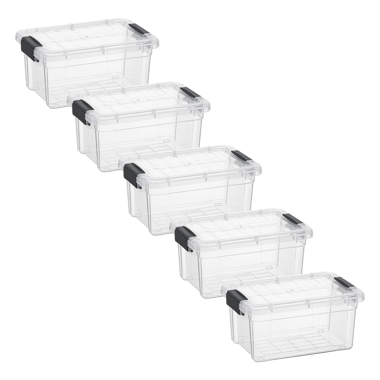 Superio Storage Bins with Lids- 5 Pack, 1.85 Qt Clear Boxes for Organizing, Stackable Plastic