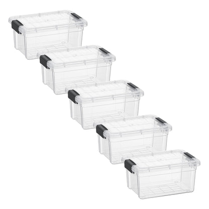 Superio Storage Bins with Lids- 5 Pack, 1.85 Qt Clear Boxes for Organizing, Stackable Plastic