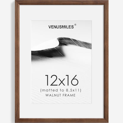 12x16 Picture Frame Natural Solid Walnut Photo Frames with 8.5x11 Removable Mat Wall Hanging Large Handcrafted Frame with HD Plexiglass Wall and Tabletop Display Large Poster Frame