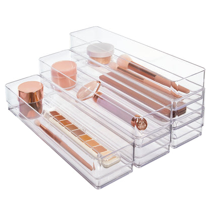 STORi SimpleSort 6-Piece Stackable Clear Drawer Organizer Set | 12" x 3" x 2" Rectangle Trays |