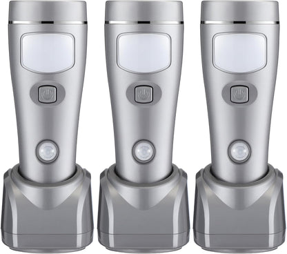 Enhon 3 Pack 4 in 1 LED Emergency Lights for Home Power Failure, Rechargeable Plug in Flashlight Motion Sensor Night Light, Automatic Turn On Power Outage Light for Home Hurricane Supplies