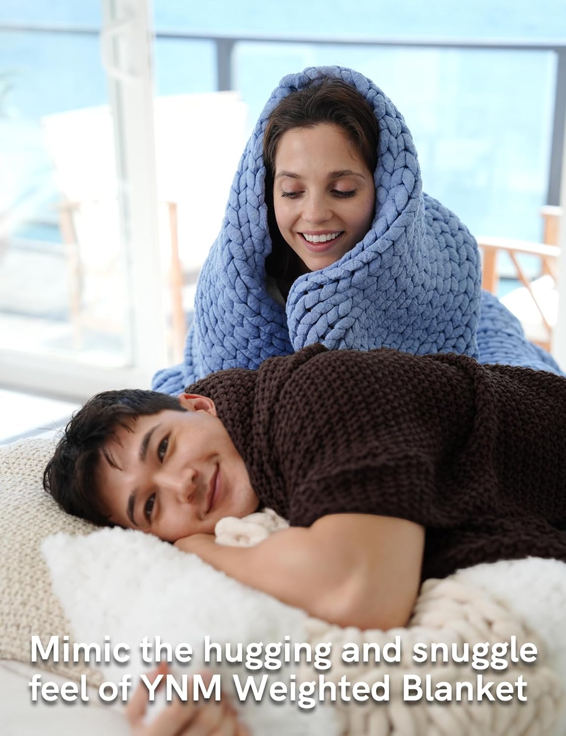 YnM Chunky Cotton Knit Throw Blanket, Cable Knit Throws for Bed Couch Sofa, Comfy & Relaxing, Decorative Piece for Farmhouse Modern Boho Rustic Scandinavian Chic Vibe, Chocolate Brown 60x80 Inches